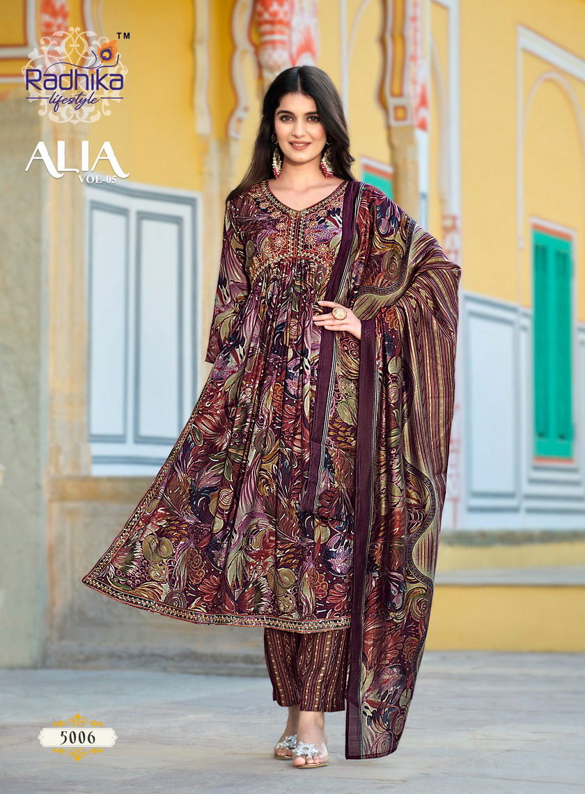 Alia Vol 5 By Radhika Alia Cut Kurti With Bottom Dupatta Catalog